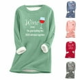 thumbnail image 1 of Jinhomg Novelty Cute Christmas Sweatshirt for Women Xmas Wine Glass Sherpa Lined Tunic Tops Fall Winter Warm Cozy Long Sleeve Crewneck Pullovers Light Blue XXXL, 1 of 3