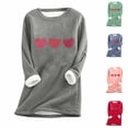 thumbnail image 1 of Jinhomg Novelty Cute Sweatshirt for Women Holiday Casual Heart Print Fleece Loungewear Tops Winter Soft Cozy Long Sleeve Crewneck Sleepwear Pink XXXL, 1 of 3