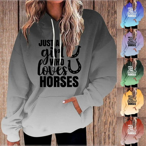 Jinhomg Novelty Sweatshirt for Women Trendy Gradient Color Letter Print Hoodies Oversized Casual Comfy Thin Fleece Pullover Tops with Kangaroo Pocket Yellow L