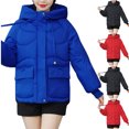 thumbnail image 1 of Jinhomg Oversized Puffer Coat for Women Casual Loose Mid Length Drawstring Hoodies Fall Winter Thermal Cozy Long Sleeve Down Jacket with Pockets Red S, 1 of 8