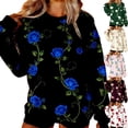 thumbnail image 1 of Jinhomg Oversized Sweatshirt for Women Rose Graphic Pullover Tops Drop Shoulder Long Sleeve Crewneck Sweatshirts Green XXL, 1 of 7