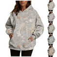 thumbnail image 1 of Jinhomg Oversized Sweatshirts for Women 2025 Trendy Printed Hooded Sweatshirt Fall Winter Casual Comfy Long Sleeve Hoodies with Kangaroo Pocket Blue XXL, 1 of 4