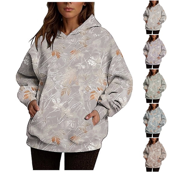 Jinhomg Oversized Sweatshirts for Women 2025 Trendy Printed Hooded Sweatshirt Fall Winter Casual Comfy Long Sleeve Hoodies with Kangaroo Pocket Prime 90 off Clearance Sale Wine XXL