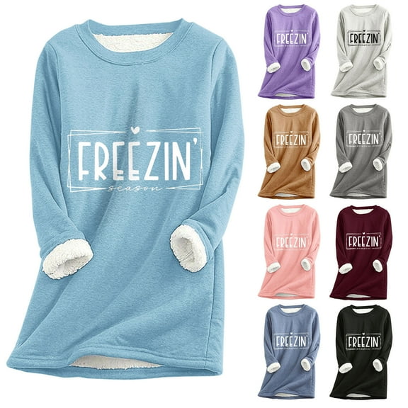 Jinhomg Plus Size Cute Sweatshirt for Women Comfy Thick Fleece Letter Print Loungewear Tops Fall Plus Size Long Sleeve Crewneck Pullovers Summer Saving Pink XXXL