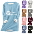 thumbnail image 1 of Jinhomg Plus Size Cute Sweatshirt for Women Comfy Thick Fleece Letter Print Loungewear Tops Fall Plus Size Long Sleeve Crewneck Pullovers Pink XXL, 1 of 6