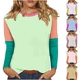 thumbnail image 1 of Jinhomg Plus Size T Shirts for Women Trendy 3/4 Sleeve Color Block Tees Fall Comfy Loose Round Neck Tunic Tops Hot Pink XXXL, 1 of 6