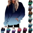 thumbnail image 1 of Jinhomg Plus Size Trendy Hoodies for Women Oversized Casual Gradient Color Sweatshirts Loose Comfort Long Sleeve Kangaroo Pocket Pullovers with Drawstring Light Blue XL, 1 of 5