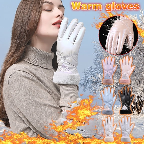 Jinhomg Plush Warm Gloves for Women Windproof Touchscreen Winter Gloves Thick Comfy Hiking Running Cycling Snow Gloves Outdoor Athletic Gloves 90 off Clearance Sale Purple Free Size
