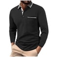 thumbnail image 1 of Jinhomg Polo Shirts for Men Big And Tall Long Sleeved Shirt Classic Fit Solid Cotton Tees Blouse Casual Moisture-Wicking Golf Shirts Black,S, 1 of 7