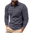 thumbnail image 1 of Jinhomg Polo Shirts for Men Big And Tall Long Sleeved Shirt Classic Fit Solid Cotton Tees Blouse Casual Moisture-Wicking Golf Shirts Dark Gray,L, 1 of 6