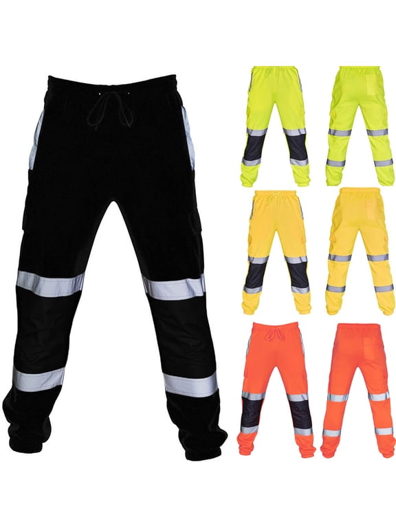 Safety Rain Pants Mens Reflective High Visibility Waterproof Outdoor Work Trouser Casual Overalls Safety Cargo Pants Green,M