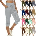 thumbnail image 1 of Jinhomg Sales of The Day! Women's Yoga Capri Pants Loose Drawstring High Waisted Sweatpants Lounge Running Gym Short Pants with Pockets Dark Green L, 1 of 9