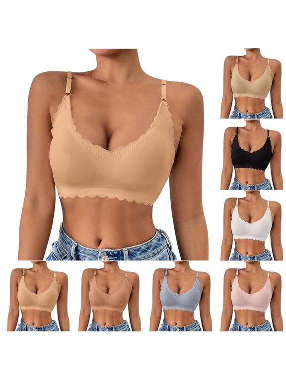 Seamless Bra for Women Stable Support Wardrobe Basic Wirefree Push-Up Bra No Print Pullover Style for Workday Layering, Easy Fit Feel, for Relaxed Layering Khaki XXXXL