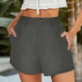 thumbnail image 1 of Jinhomg Shorts for Women Cotton Linen Lightweight Shorts Elastic High Waisted Casual Shorts 2024 Trendy Summer Shorts with Pockets Summer Saving Dark Gray L, 1 of 7