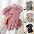 thumbnail image 1 of Jinhomg Soft Fleece Gloves for Women Winter Thick Warm Sherpa Lined Gloves Windproof Comfy Full Finger Outdoor Gloves Ladies Cold Weather Gifts Fall Saving Gray Free Size, 1 of 3