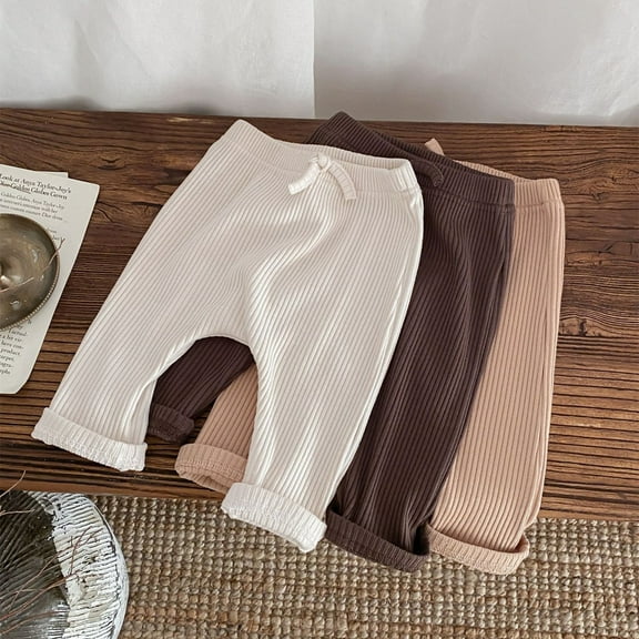 Jinhomg Soft Leggings for Toddler Fall Lightweight Comfy Cotton Pants Boys Girls Ankle Length Comfortable Pants Winter Saving White 6M