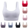 thumbnail image 1 of Jinhomg Sports Bras for Women Comfy Seamless Full Coverage Wireless Bra Solid Everyday Bras Ladies Sleep Bras with Removable Bra Padded Limited Time Deal Blue S, 1 of 9