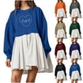 thumbnail image 1 of Jinhomg Spring Dress for Women Casual Comfy Love Heart Graphic Midi Dress Fashion Patchwork Long Sleeve Sweatshirt Dress Daily Wear 2025 Saving Green XL, 1 of 3