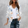 thumbnail image 1 of Jinhomg Summer Cardigan for Women Open Front Chiffon Beach Cover Ups 2025 Trendy 3/4 Sleeve Floral Graphic Kimono Cardigans Lightweight Hawaiian Outwear Multicolor XXXXXL, 1 of 6
