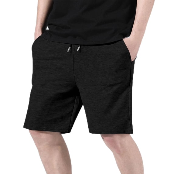 Jinhomg Summer Cotton Shorts for Men Casual Loose Elastic Drawstring Waist Shorts Plains Solid Straight Leg Shorts with Pockets Daily Wear Beige L