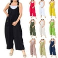 thumbnail image 1 of Jinhomg Summer Jumpsuits for Women Casual Adjustable Straps Baggy Overalls Plain Solid One Piece Rompers with Pockets Daily Wear Navy M, 1 of 8