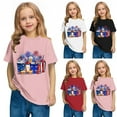 thumbnail image 1 of Jinhomg Summer Shirts for Girls 2025, Fashion America Flag Patriotic Tees Casual Short Sleeve 4th of July Tops Toddler Kids Holiday Party Clothes Black 5 Years, 1 of 9