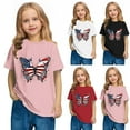 thumbnail image 1 of Jinhomg Summer Shirts for Girls 2025, Fashion America Flag Patriotic Tees Casual Short Sleeve 4th of July Tops Toddler Kids Holiday Party Clothes Black 7 Years, 1 of 9