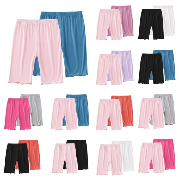 Jinhomg Summer Shorts for Big Kids Soft Knee Length Ruffle Hem Shorts Casual Comfy Elastic High Waist Lounge Shorts Boys Girls 2 Pc Sets Orange 8-9 Years
