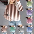 thumbnail image 1 of Jinhomg Sweatshirt for Toddler Girls Trendy Striped Print Tops Fall Winter Casual Comfy Long Sleeve Out Wear Shirts Spring Saving Green 7 Years, 1 of 5