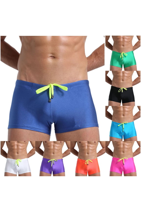 Swim Trunks for Men Low Rise Elastic Waist Quick Dry Board Shorts Lightweight Comfy Swimsuits Stretch Athletic Bathing Suit Holiday Clearance Sale White S