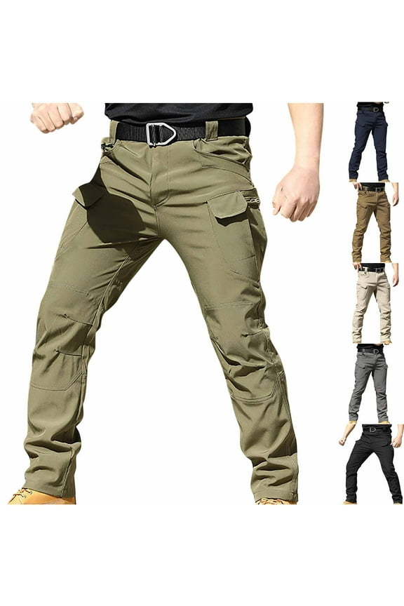 Tactical Waterproof Cargo Pants for Men Ripstop Flex Baggy Hiking Pants Relaxed Fit Hiking Work Pants Multi Pockets Army Green,XL