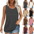 thumbnail image 1 of Jinhomg Tank Top for Women Dressy Casual Scooped Neck Pleated Front Shirts Lightweight Comfy Sleeveless Blouses Loose Fit Solid Summer Outfits Holiday Saving Brown XL, 1 of 10
