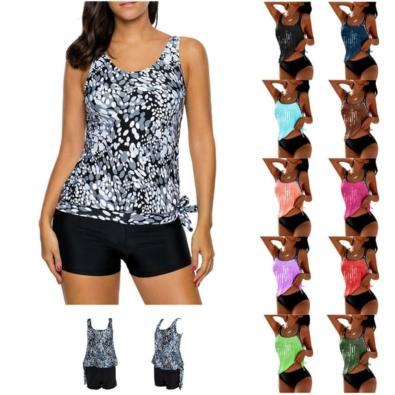 Jinhomg Tankini Swimsuits for Women Plus Size Tummy Control Bathing Suit Modest Sleeveless Swim Top with Boyshorts 2 Piece Beach Swimwear 2025 Saving Black 3XL