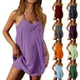 thumbnail image 1 of Jinhomg Tennis Dress for Women with Shorts Casual Spaghetti Strap Athletic Dresses Loose Fit Comfy Sleeveless Button Romper Summer Workout Active Mini Dress Navy XL, 1 of 7