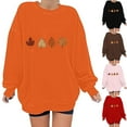 thumbnail image 1 of Jinhomg Thin Fleece Sweatshirt for Women Trendy Graphic Print Crewneck Pullover Fall Oversized Comfy Long Sleeve Sweatshirts Daily WearOrange M, 1 of 1