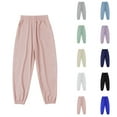 thumbnail image 1 of Jinhomg Thin Sweatpant for Kid Lightweight Comfy Elastic Waist Straight Joggers Fall Winter Comfy Ankle Length Solid Sweat Pants with Pockets Pink 8 Years, 1 of 4