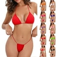 thumbnail image 1 of Jinhomg Thong Bikini Swimsuit for Women 2025 Trendy Halter String Triangle Bikinis Tops with Brazilian Bottom 2 Piece Casual Summer Vacation Bathing Suits Clearance Items for Women Navy M, 1 of 6