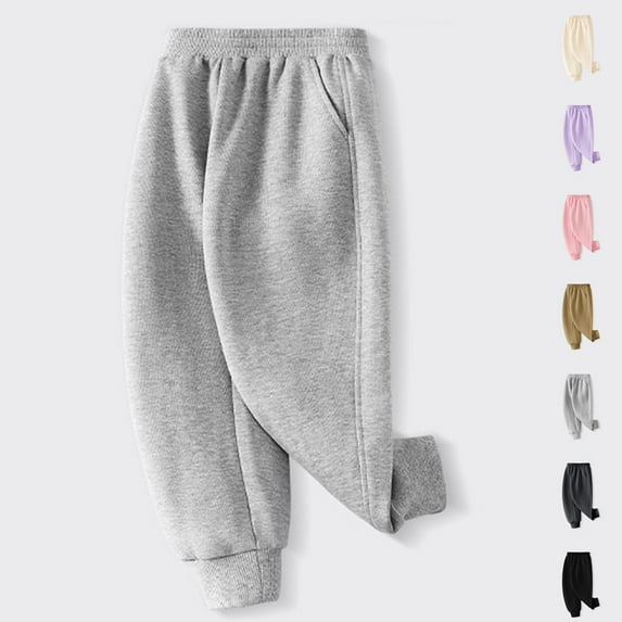 Jinhomg Toddler Baby Boys Cotton Sweatpants Trendy Solid Color Casual Sports Pants with Pocket Fall Winter Comfy Elastic Pants Clearance Items for Women Beige 6 Years
