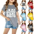 thumbnail image 1 of Jinhomg Toddler Baby Boys Girls T-shirts Kids Funny Letter Graphic Tees Summer Casual Short Sleeve Crewneck Tee Tops Gifts for Sons Daughters Gray 5 Years, 1 of 4