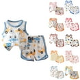 thumbnail image 1 of Jinhomg Toddler Baby Summer Outfits Casual Sleeveless Cartoon Graphic Tank Tops with Shorts Lightweight Comfy Cotton Lounge Sets for Boys and Girls White 9 Months, 1 of 4