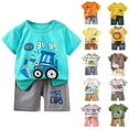 thumbnail image 1 of Jinhomg Toddler Boy Clothes Kids Summer Cotton Outfits 2025 Short Sleeve Cartoon T-Shirts with Shorts Lightweight Short Sets White 5 Years, 1 of 4