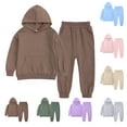 thumbnail image 1 of Jinhomg Toddler Boys Girls 2 Piece Outfits Fall Soft Cozy Cotton Sweatshirt and Elastic Waist Sweatpant Set Fall Winter Warm Kids Suits Holiday Deal Pink 12-24 Months, 1 of 10