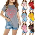 thumbnail image 1 of Jinhomg Toddler Boys Girls T-shirts Kids Letter Graphic Tees 2024 Summer Short Sleeve Crewneck Tee Tops Sales Today Clearance Red 4 Years, 1 of 4