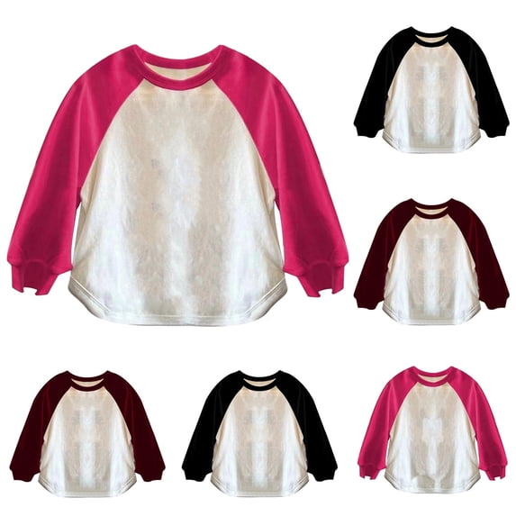 Jinhomg Toddler Boys Girls T-shirts Kids Raglan Long Sleeve Cotton Tees Lightweight Crewneck Sweatshirt Red 4 Years