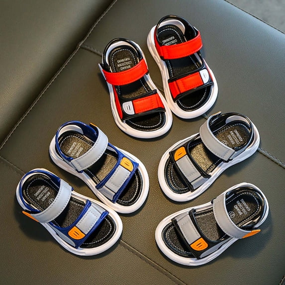Jinhomg Toddler Boys Sandals Adjustable Strap Open Toe Shoes Lightweight Breathable Non Slip Outdoor Water Sandals Gray 3 Years