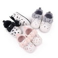 thumbnail image 1 of Jinhomg Toddler Girls Cute Shoes Baby Kids Bowknot Velcro Sneakers Lightweight Comfy Soft Soles Slip On Crib Shoes Gray 3-5 Months, 1 of 6