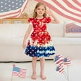thumbnail image 1 of Jinhomg Toddler Girls Holiday Dresses Cute Star Striped Print Midi Dress Casual Ruffle Flutter Sleeve Party Dresses Patriotic 4Th Of July American Flag Outfits Red 140, 1 of 5