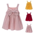 thumbnail image 1 of Jinhomg Toddler Girls Sleeveless Dresses Cute Spaghetti Strap Bow Knot Dress Casual Comfy Midi Length Cami Dresses Red 2 Years, 1 of 7