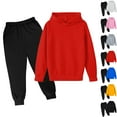 thumbnail image 1 of Jinhomg Toddler Girls Solid Outfits 2 Piece Comfy Sweatsuit Lightweight Comfy Crew Neck Hooded Sweatshirt with Long Pants Sets Daily Wear Spring Saving Gray 3 Years, 1 of 3