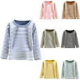 thumbnail image 1 of Jinhomg Toddler Kids Striped Tee Shirts Fall Winter Soft Warm Thin Fleece Tshirts Boys Girls Casual Comfy Tops Yellow 120, 1 of 4